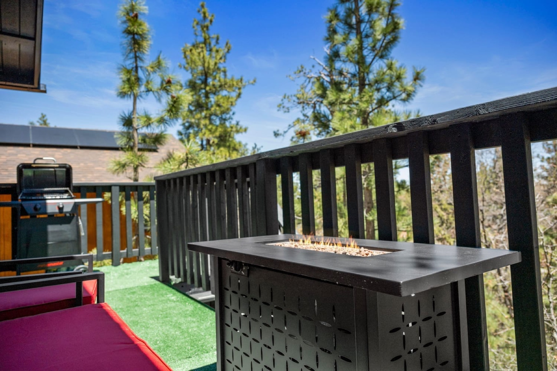 Private deck with fire table